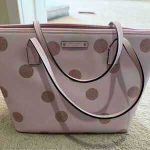 Kate Spade Light Pink Glitter Polka Dot Tote